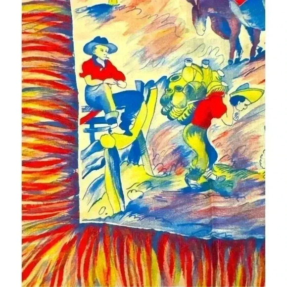 Vintage Bode 1940’s Pampa Pony Cowboy Scarf 100% Silk - Picture 3 of 4